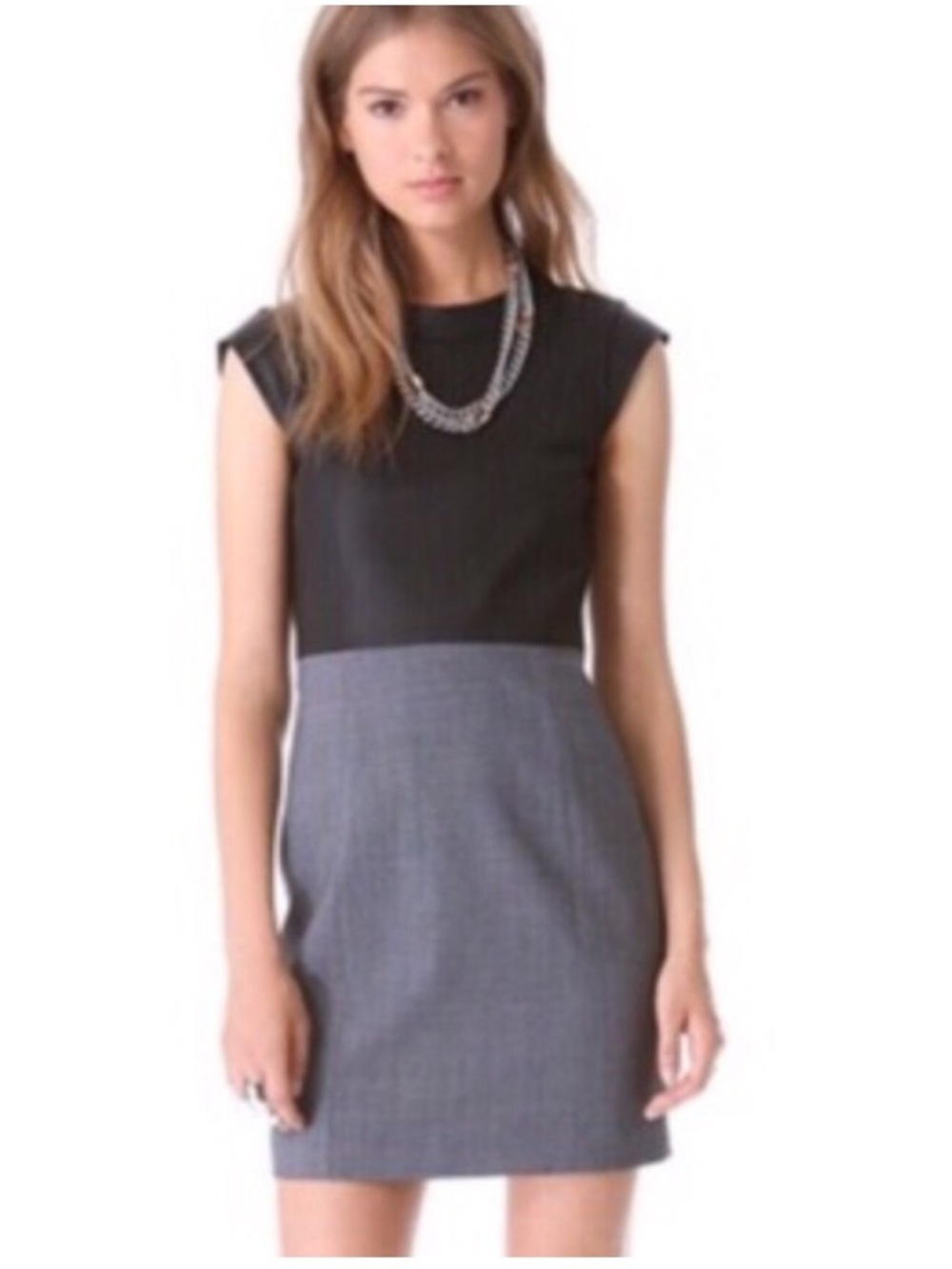 Theory Orinthia C Leather Wool Dress